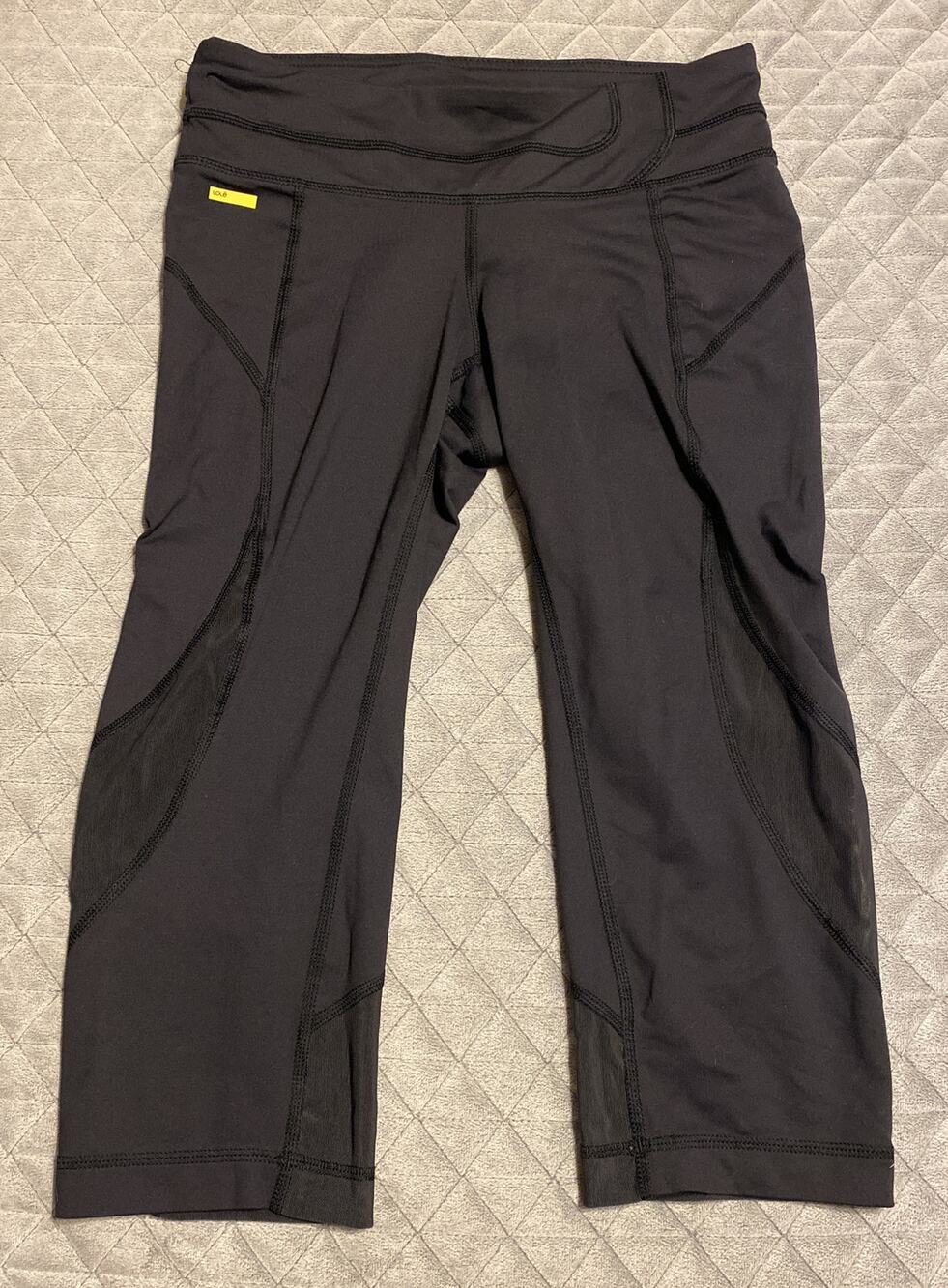 Lole Womens Size S Black Mesh Cropped Capri Athletic Leggings